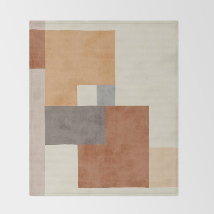 Terra Earth Tones Geometric Modern Abstract Throw Blanket Gallery Image 2