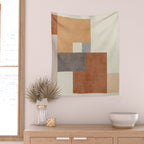 Terra Earth Tones Geometric Modern Abstract Wall Tapestry Gallery Image 2