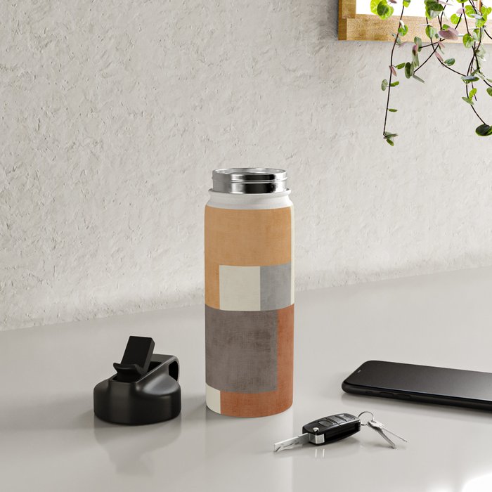 Terra Earth Tones Geometric Modern Abstract Water Bottle Gallery Image 4