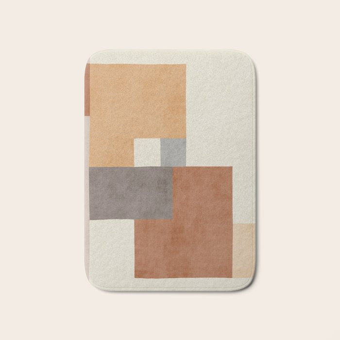 Terra Earth Tones Geometric Modern Abstract Bath Mat Gallery Image 1
