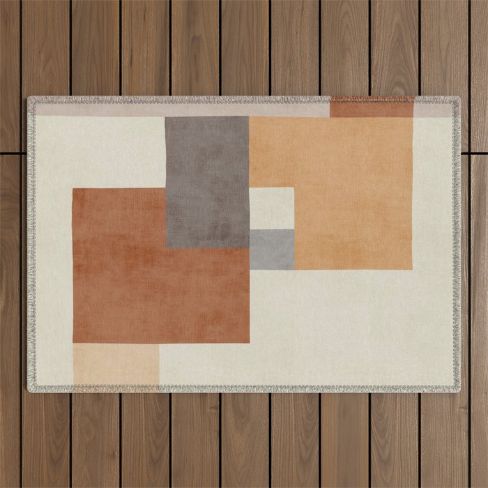 Terra Earth Tones Geometric Modern Abstract Outdoor Rug Gallery Image 1