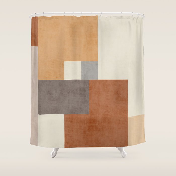 Terra Earth Tones Geometric Modern Abstract Shower Curtain Gallery Image 1