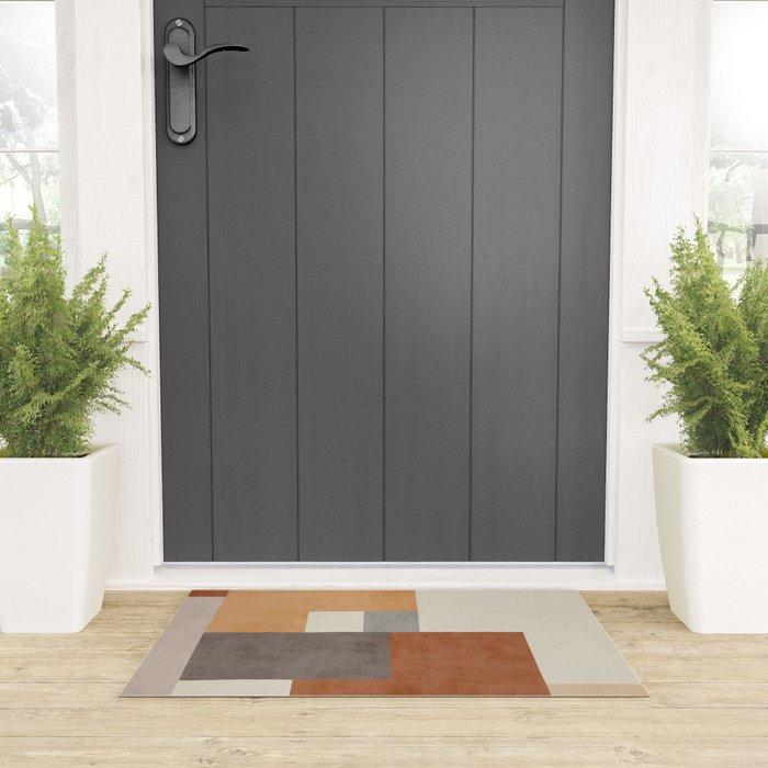 Terra Earth Tones Geometric Modern Abstract Welcome Mat Gallery Image 3