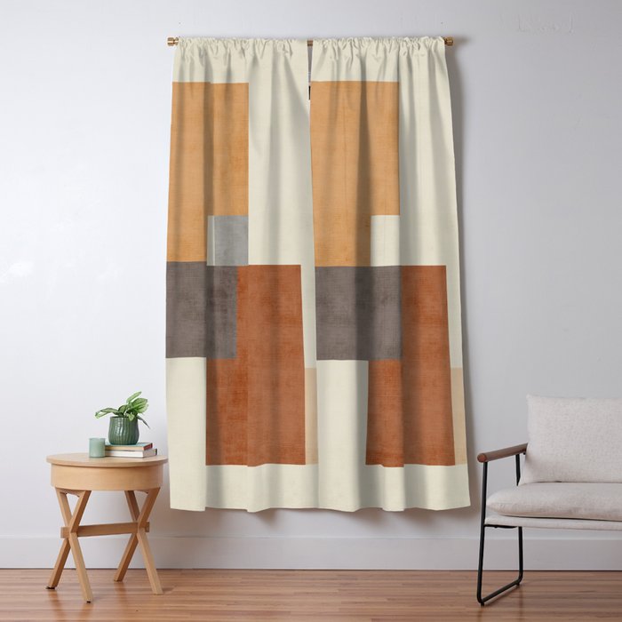 Terra Earth Tones Geometric Modern Abstract Window Curtain Gallery Image 5