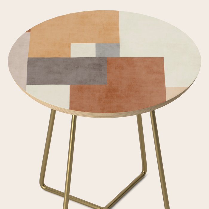 Terra Earth Tones Geometric Modern Abstract Side Table Gallery Image 2