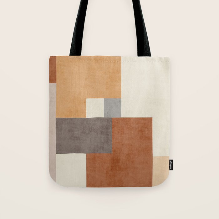 Terra Earth Tones Geometric Modern Abstract Tote Bag Gallery Image 1