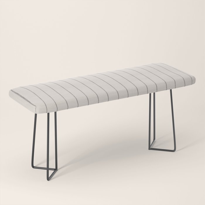 French Cream Linen Stripe Bench Gallery Image 1