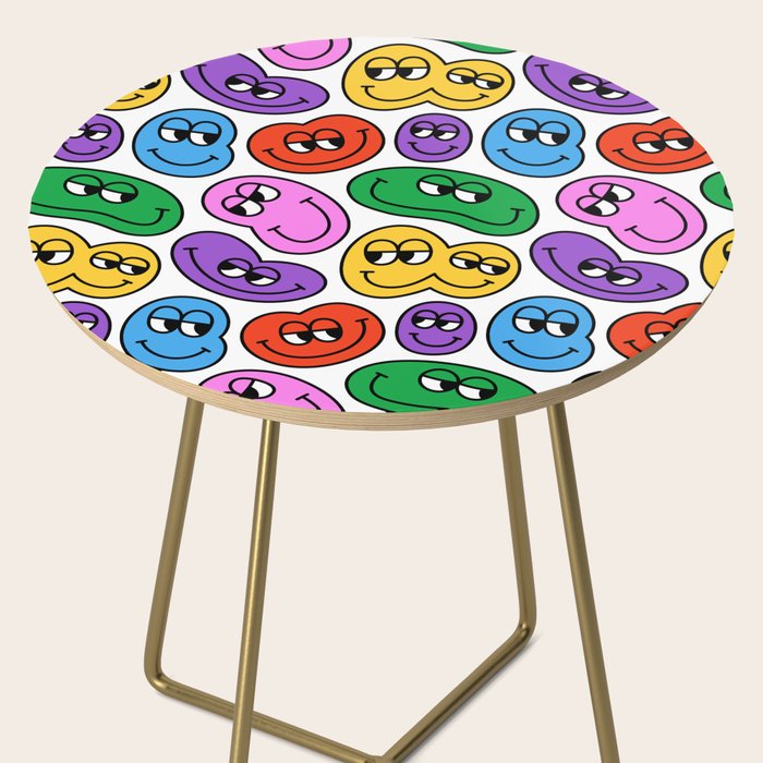 Funny happy face cartoon art pattern Side Table Gallery Image 2