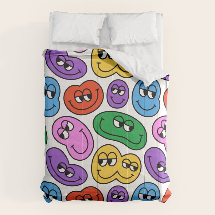 Funny happy face cartoon art pattern Comforter Gallery Image 6