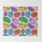 Funny happy face cartoon art pattern Throw Blanket Gallery Image 2