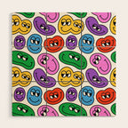 Funny happy face cartoon art pattern Wood Wall Art Gallery Image 1