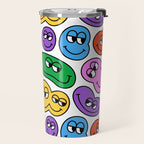 Funny happy face cartoon art pattern Travel Mug Gallery Image 2