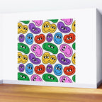 Funny happy face cartoon art pattern Wall Mural Gallery Image 2
