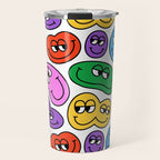 Funny happy face cartoon art pattern Travel Mug Gallery Image 1