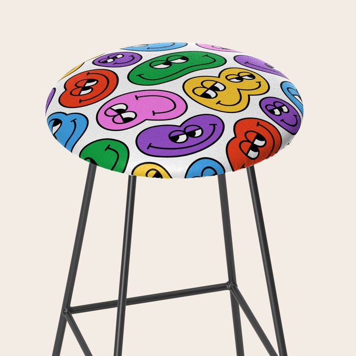 Funny happy face cartoon art pattern Stool Gallery Image 2