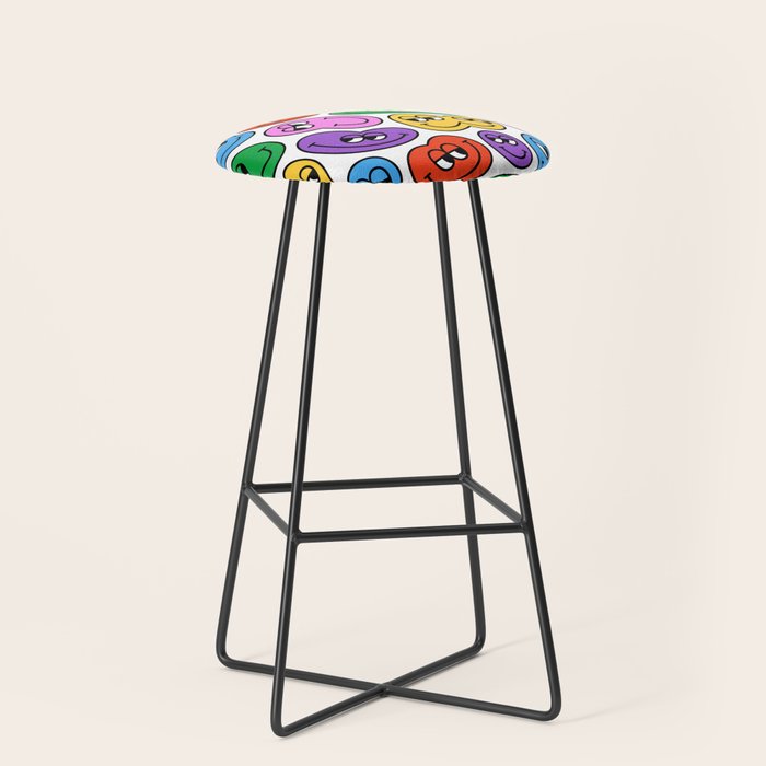 Funny happy face cartoon art pattern Stool Gallery Image 1