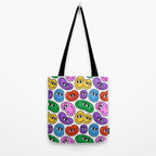 Funny happy face cartoon art pattern Tote Bag Gallery Image 2
