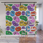 Funny happy face cartoon art pattern Wall Mural Gallery Image 1