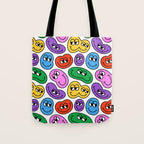 Funny happy face cartoon art pattern Tote Bag Gallery Image 1
