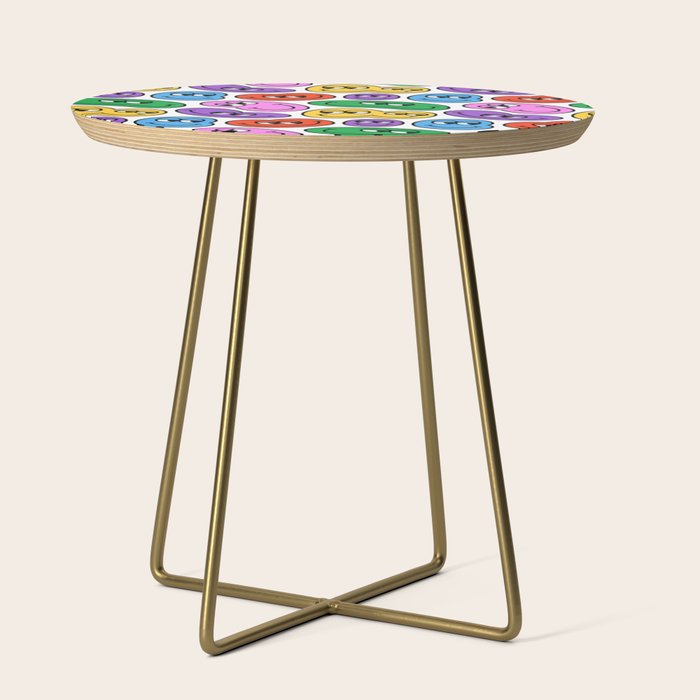 Funny happy face cartoon art pattern Side Table Gallery Image 1