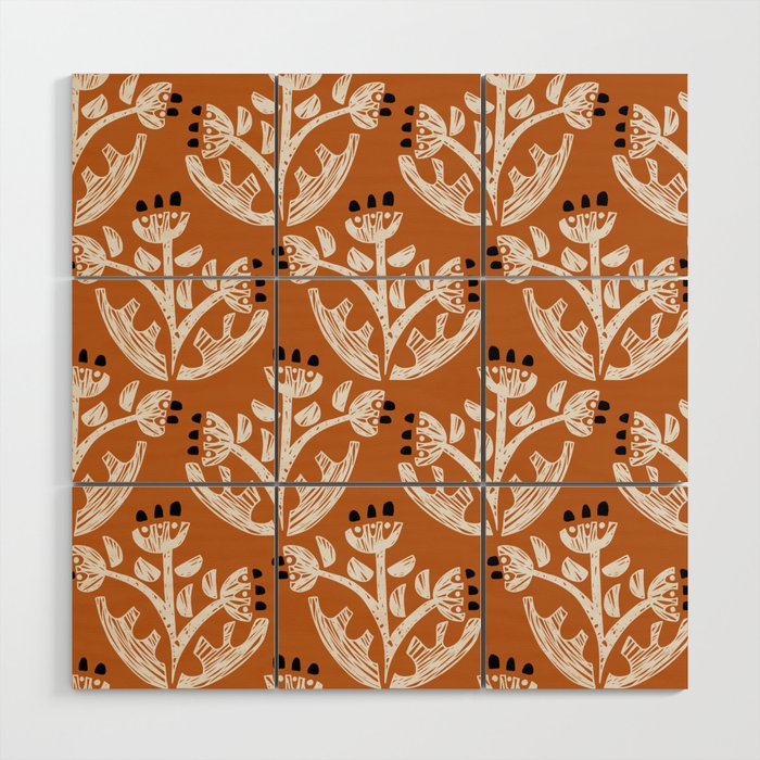 Black Forest flowers terracotta Wood Wall Art Gallery Image 1