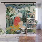 The Distracted Reader | Mindfulness Solo Travel | Bohemian Jungle Botanical Mood | Nature Book Lady Wall Mural Gallery Image 1
