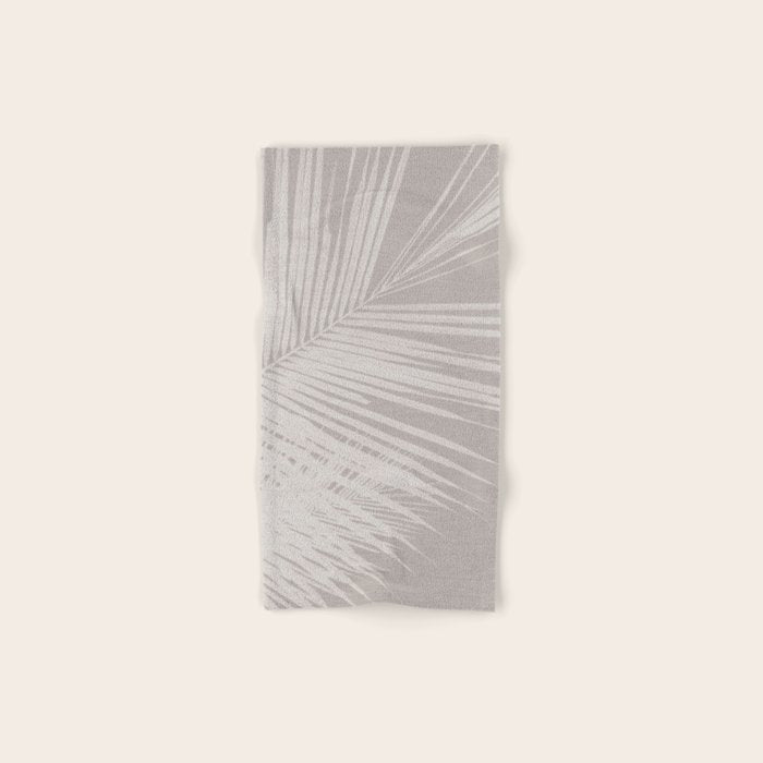 Minimalist palm leaf -neutral beige linen Bath Towel Gallery Image 1