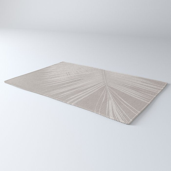 Minimalist palm leaf -neutral beige linen Rug Gallery Image 3