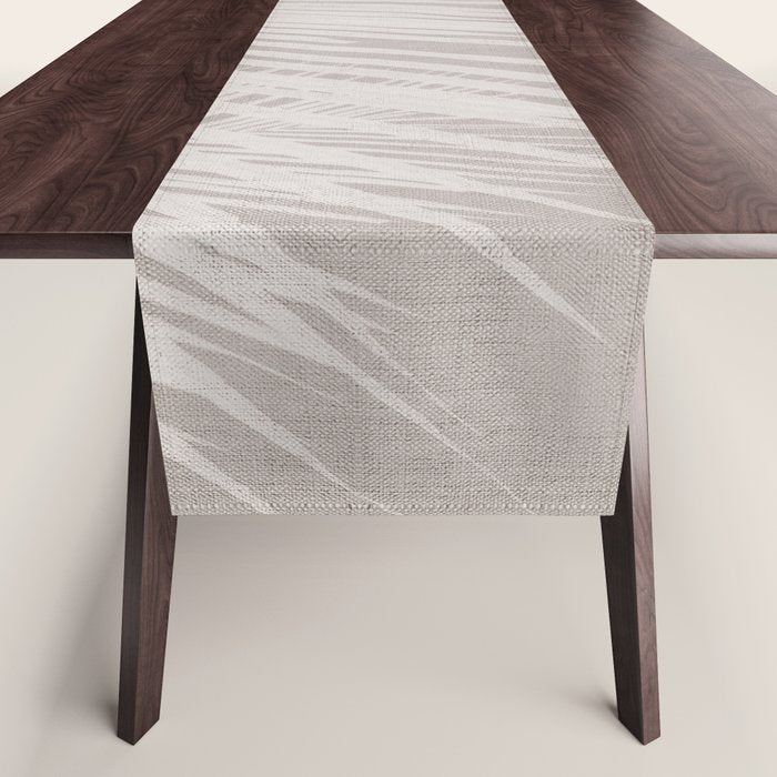 Minimalist palm leaf -neutral beige linen Table Runner Gallery Image 1