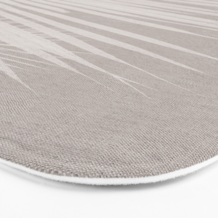 Minimalist palm leaf -neutral beige linen Bath Mat Gallery Image 3