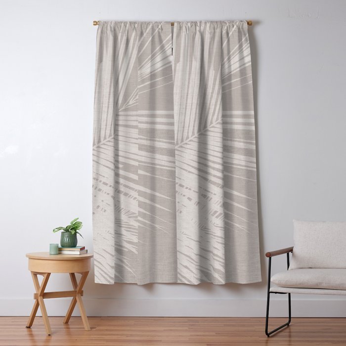 Minimalist palm leaf -neutral beige linen Window Curtain Gallery Image 5
