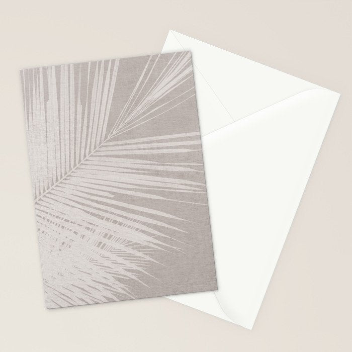 Minimalist palm leaf -neutral beige linen Stationery Card Gallery Image 2
