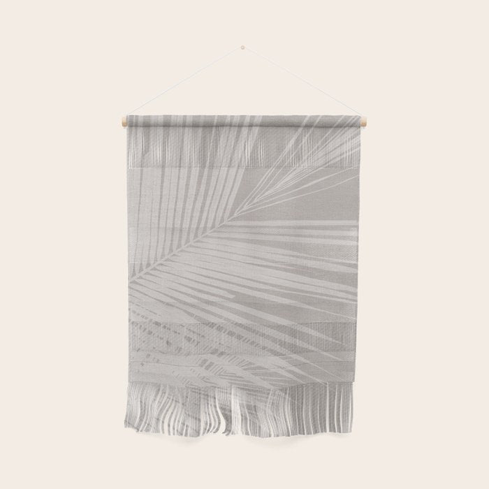 Minimalist palm leaf -neutral beige linen Wall Hanging Gallery Image 1