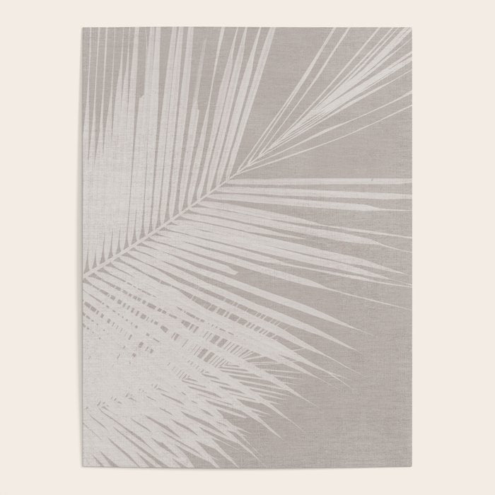 Minimalist palm leaf -neutral beige linen Poster Gallery Image 1