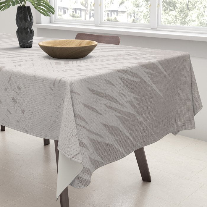 Minimalist palm leaf -neutral beige linen Tablecloth Gallery Image 3
