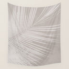 Minimalist palm leaf -neutral beige linen Wall Tapestry Gallery Image 4