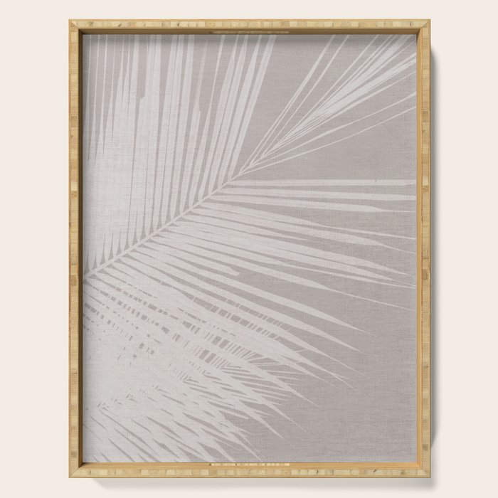 Minimalist palm leaf -neutral beige linen Serving Tray Gallery Image 1