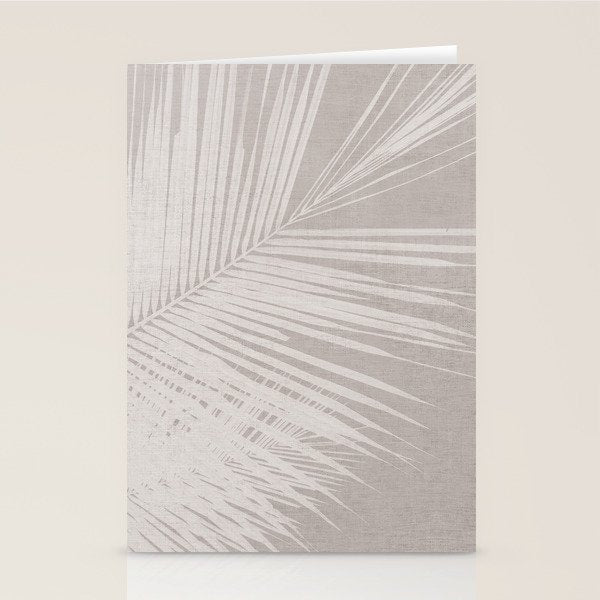 Minimalist palm leaf -neutral beige linen Stationery Card Gallery Image 1