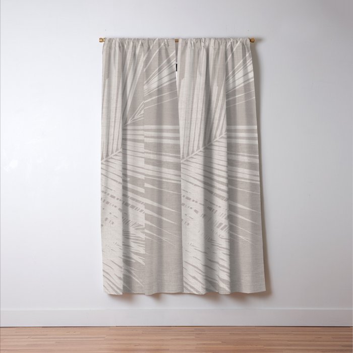 Minimalist palm leaf -neutral beige linen Window Curtain Gallery Image 3