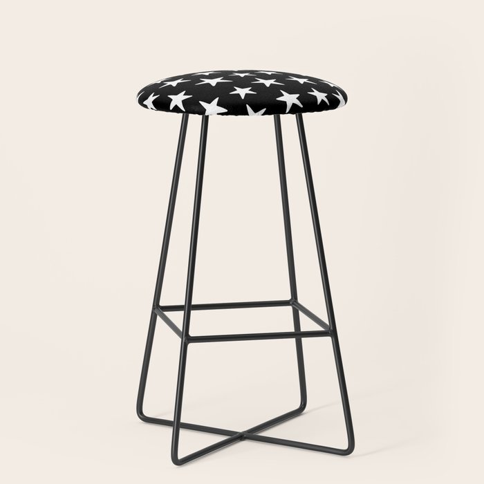 Star Pattern White On Black Stool Gallery Image 1