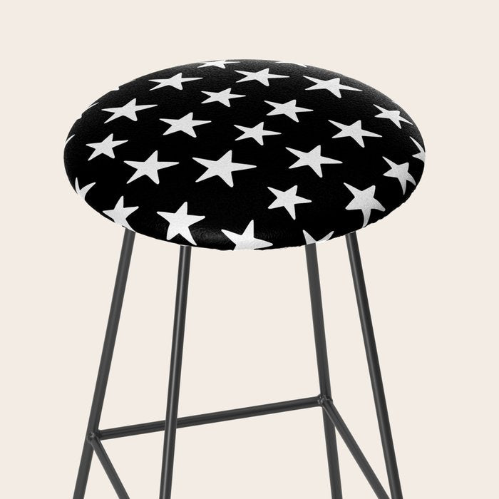 Star Pattern White On Black Stool Gallery Image 2