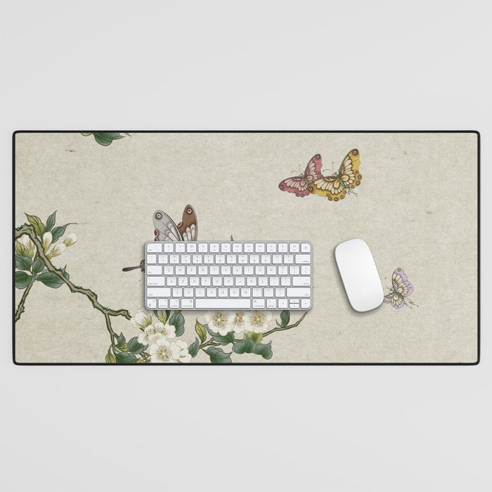 Pear flowers and butterflies type A - Minhwa : Koreafolkpainting Desk Mat Gallery Image 1