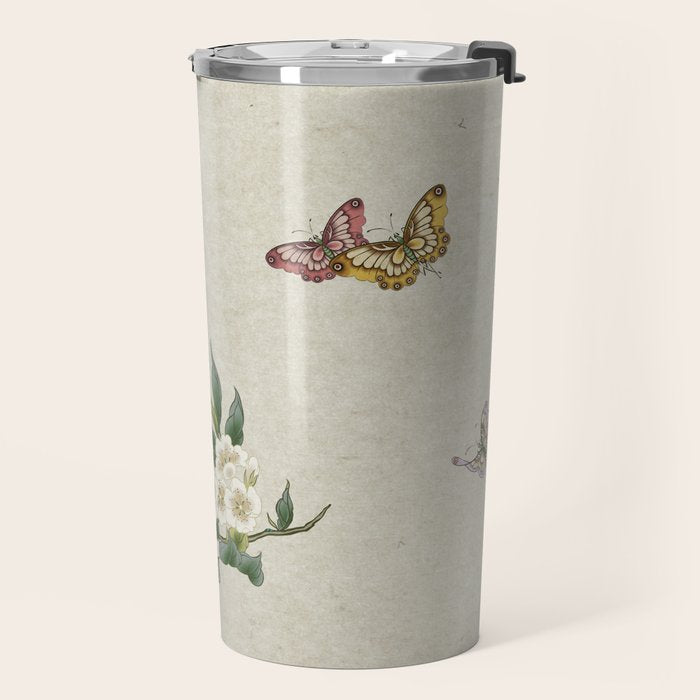 Pear flowers and butterflies type A - Minhwa : Koreafolkpainting Travel Mug Gallery Image 2