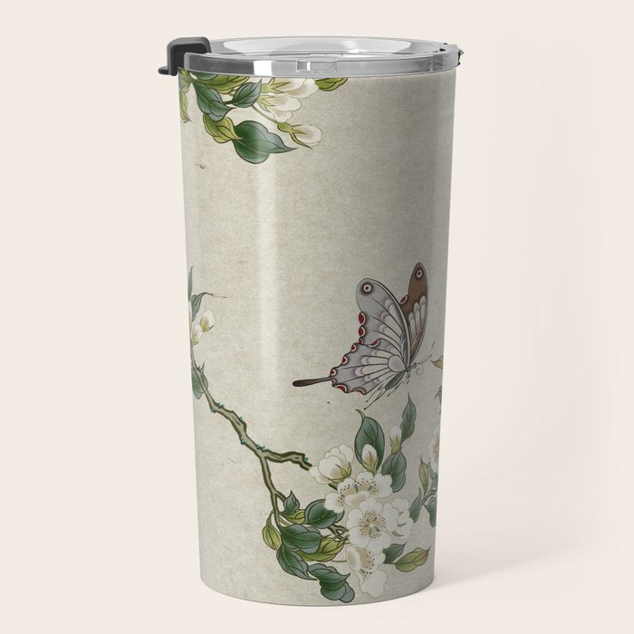 Pear flowers and butterflies type A - Minhwa : Koreafolkpainting Travel Mug Gallery Image 3