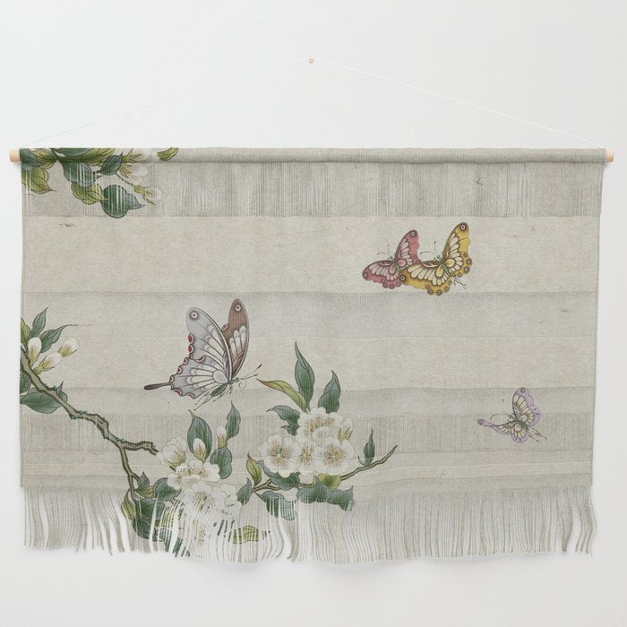 Pear flowers and butterflies type A - Minhwa : Koreafolkpainting Wall Hanging Gallery Image 1