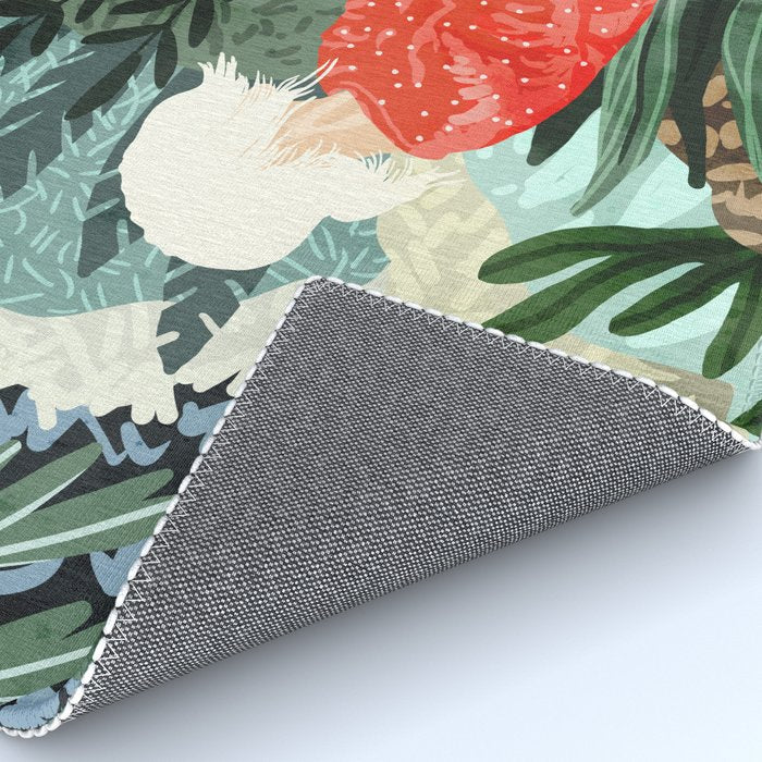 The Distracted Reader | Mindfulness Solo Travel | Bohemian Jungle Botanical Mood | Nature Book Lady Rug Gallery Image 4