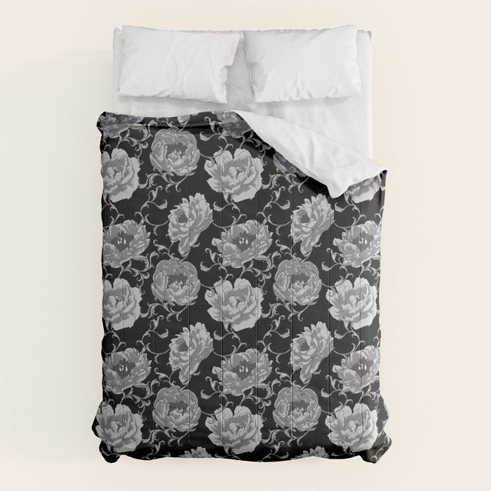 Goth Romantic Vintage Peonies Comforter Gallery Image 6