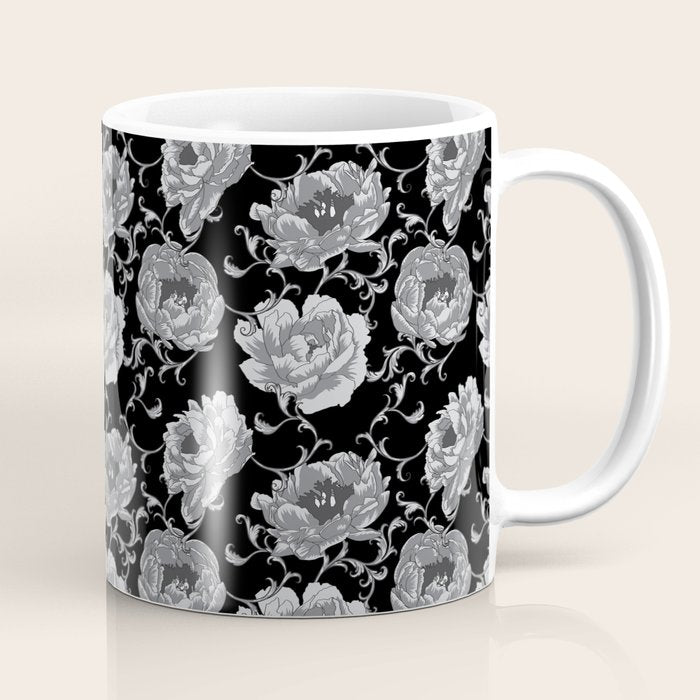 Goth Romantic Vintage Peonies Coffee Mug Gallery Image 1