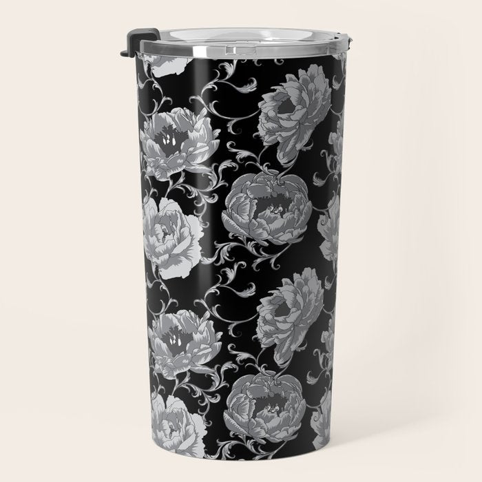 Goth Romantic Vintage Peonies Travel Mug Gallery Image 3