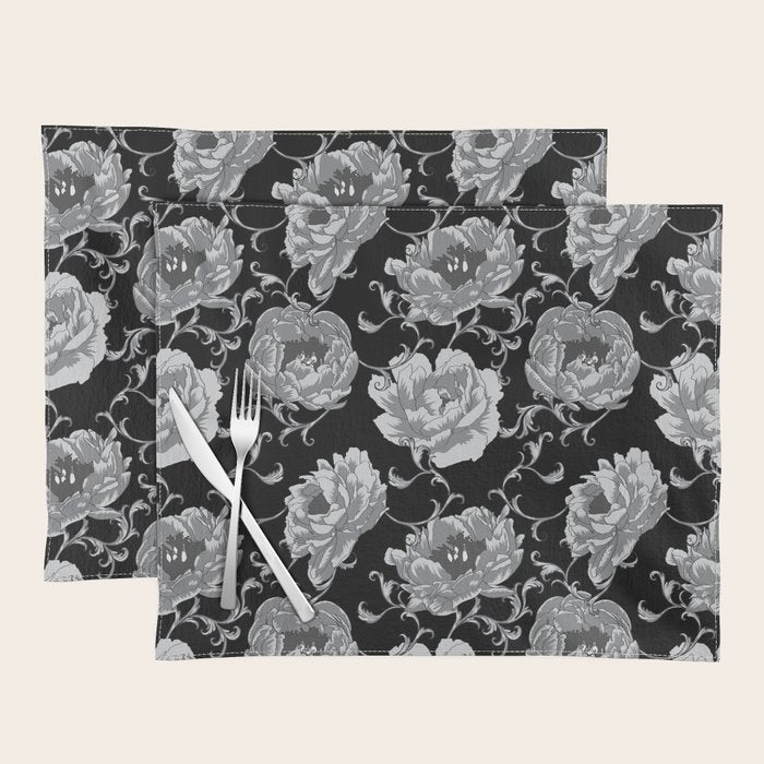 Goth Romantic Vintage Peonies Placemat Gallery Image 1